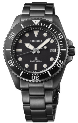 Seiko Prospex Diver s Black Dial Solar Stainless Steel Men s Watch SNE599