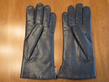 VINTAGE LADIES BLACK LEATHER GLOVES WITH FUR LINING SIZE 7 1/2