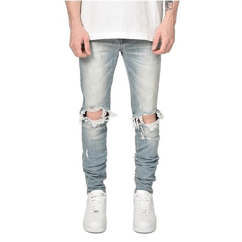 Mens Skinny Ripped Jeans Denim Pants Casual Stretch Slim Fit Hip Hop Trousers - Imagen 5 de 7