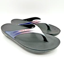Oofos Oolala Luxe Midnight Spectre Women Recovery Flip Flop Sandals  Size 10