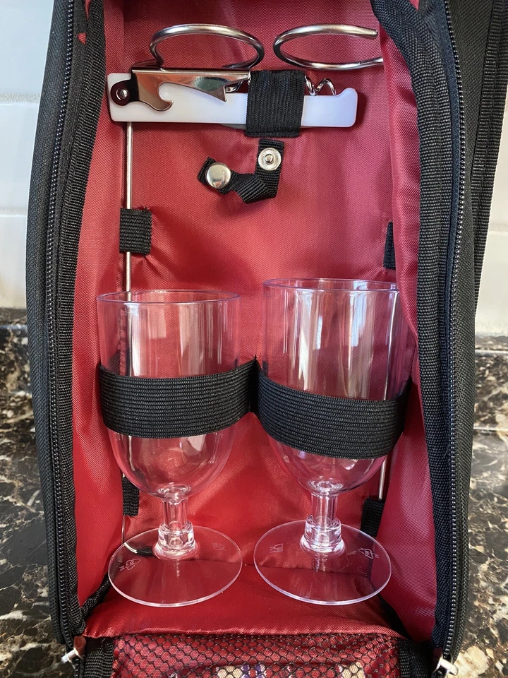 Conjunto de bolsa de viaje de vino aislada portabotellas de vino paquete de equipaje estuche Foto 3 de 4