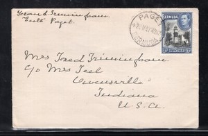 Bermuda 1942 Paget to IN Cover franked 3p, Scott 121A