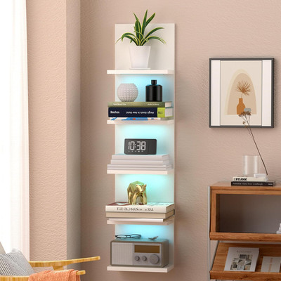 5-Tier Wall Shelf Unit with RGB Light, Floating Lack Shelf for Wall Storage, Wal