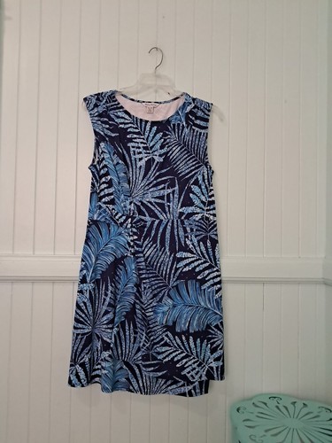 Tommy Bahama Sleeveless Faux Wrap Dress Sz XL Viscose Spandex Blue Hawaiian