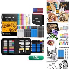 Caliart 176PCS Sketching Kit, 100 Sheets 3-Color Sketch Book