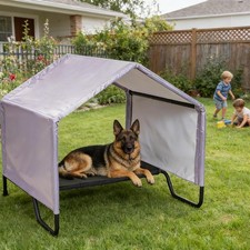42" Large Dog Tent Shade Shelter with Elevated Bed, Outdoor Dog House Canopy,...