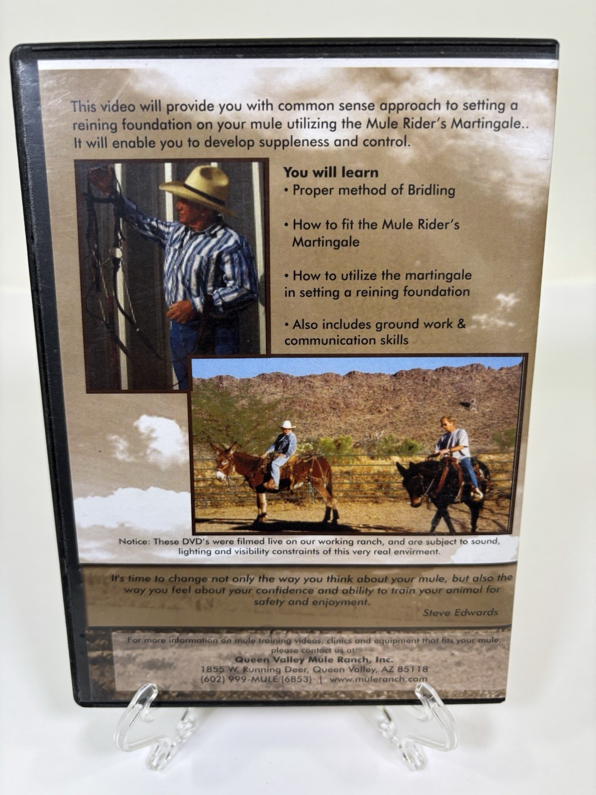 Steve Edwards DVD (Lot of 3) Saddle Fitting, Problem Mule, Mule Rider Martingale