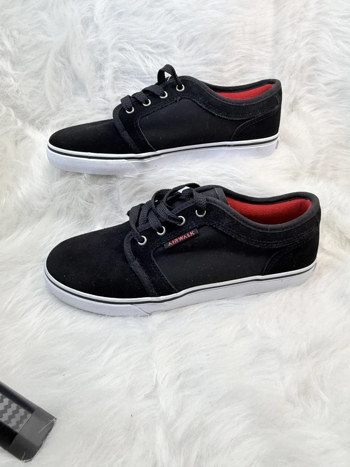 Zapatos Airwalk Juveniles Talla 5Y Negros Patín Parte Superior Baja Con Cordones Informales Forro Rojo Foto 2 de 4