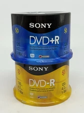 2- Sony 50 Pack DVD-R Blank Media Disc NEW SEALED Package 100 Discs Total