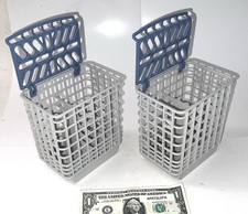 2 OEM Kenmore Dishwasher Silverware Cutlery Baskets New Never Used Racks Ends