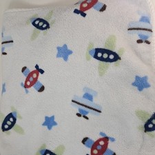 Circo Baby Blanket Airplanes Planes jets White Stars Blue Red Green 2009 plush