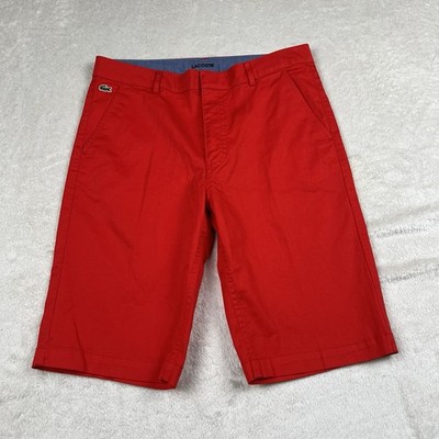 Lacoste Bermuda Shorts Boys Size 16 Red Casual Outdoors Cotton 30'Inch Waist