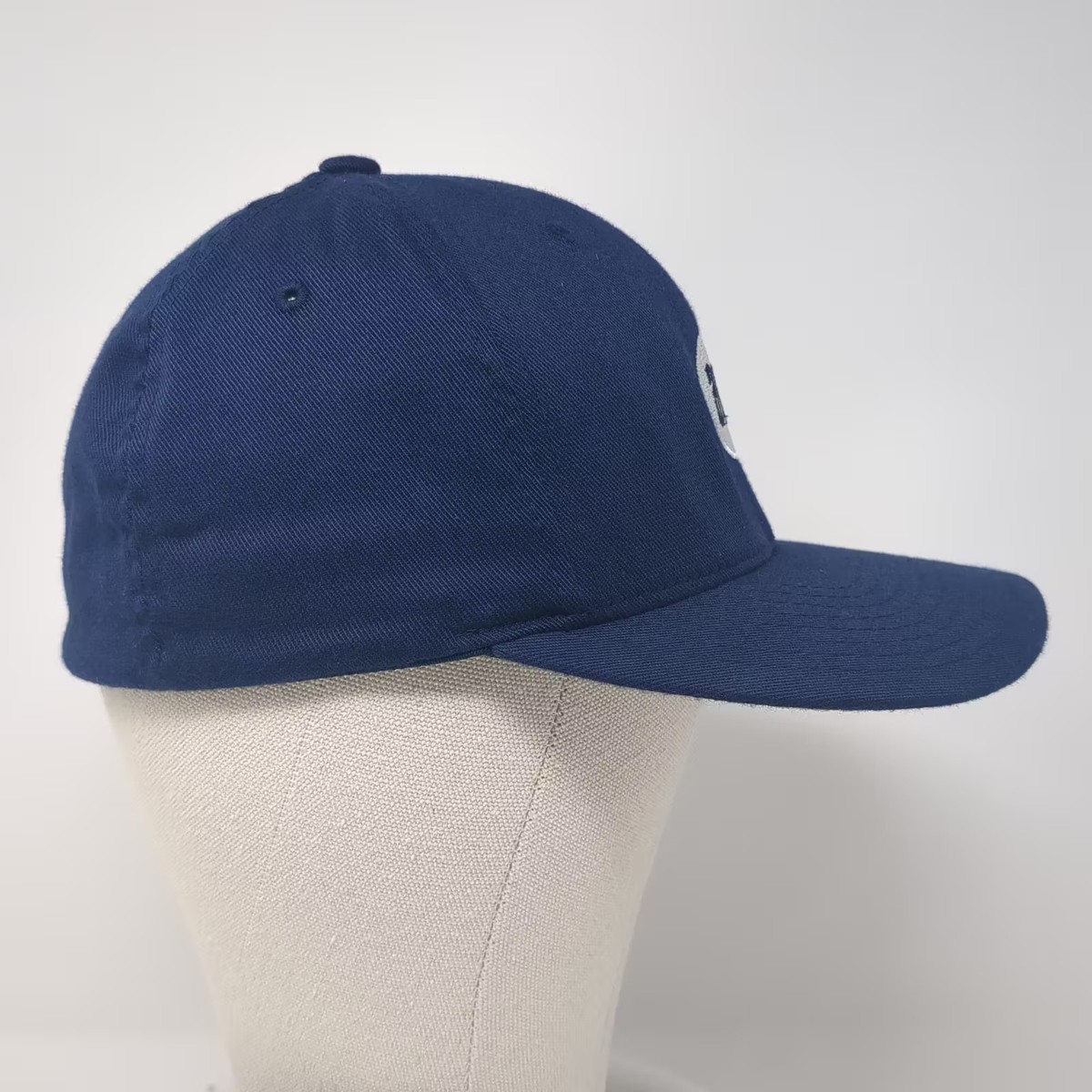 Flexfit Acco Embroidered Baseball Cap Blue White Size M Fitted Curved Brim Hat View 5