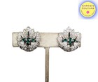 Vintage 1950s Signed Jomaz Clear Rhinestone Faux-Sapphire Flower Clip Earrings