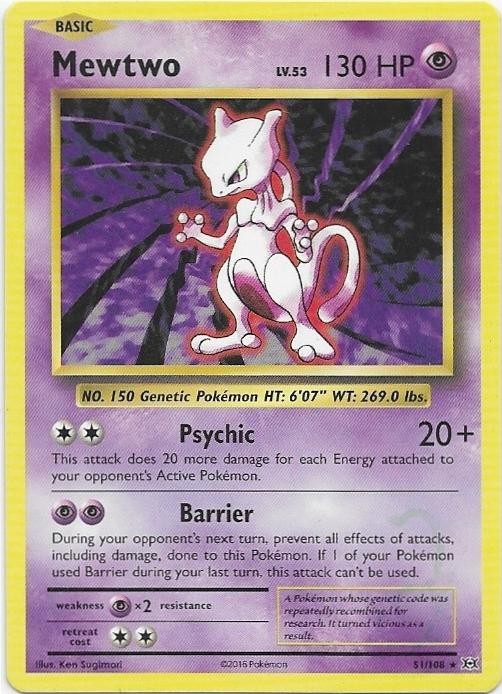 Mewtwo 51/108 Rare Evolutions Pokemon Near Mint
