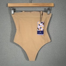 Honeylove SuperPower Thong Shapewear Womens Small Beige High Waist Firm Control
