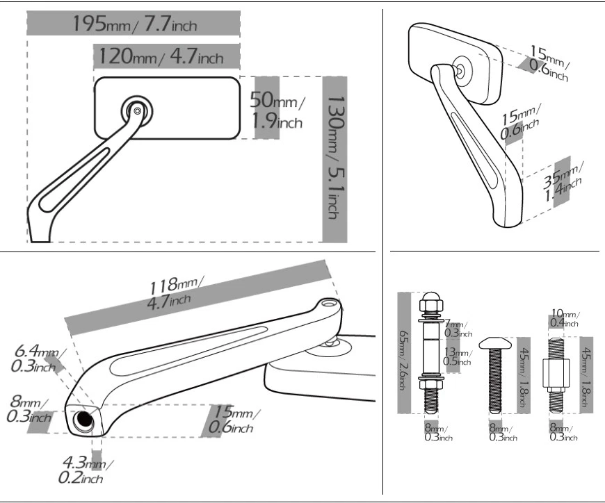 MIRROR CONVEX CNC aluminum CLASSIC CHROME fits Harley NIGHTSTER 1200 XR1200 - Image 2 of 4