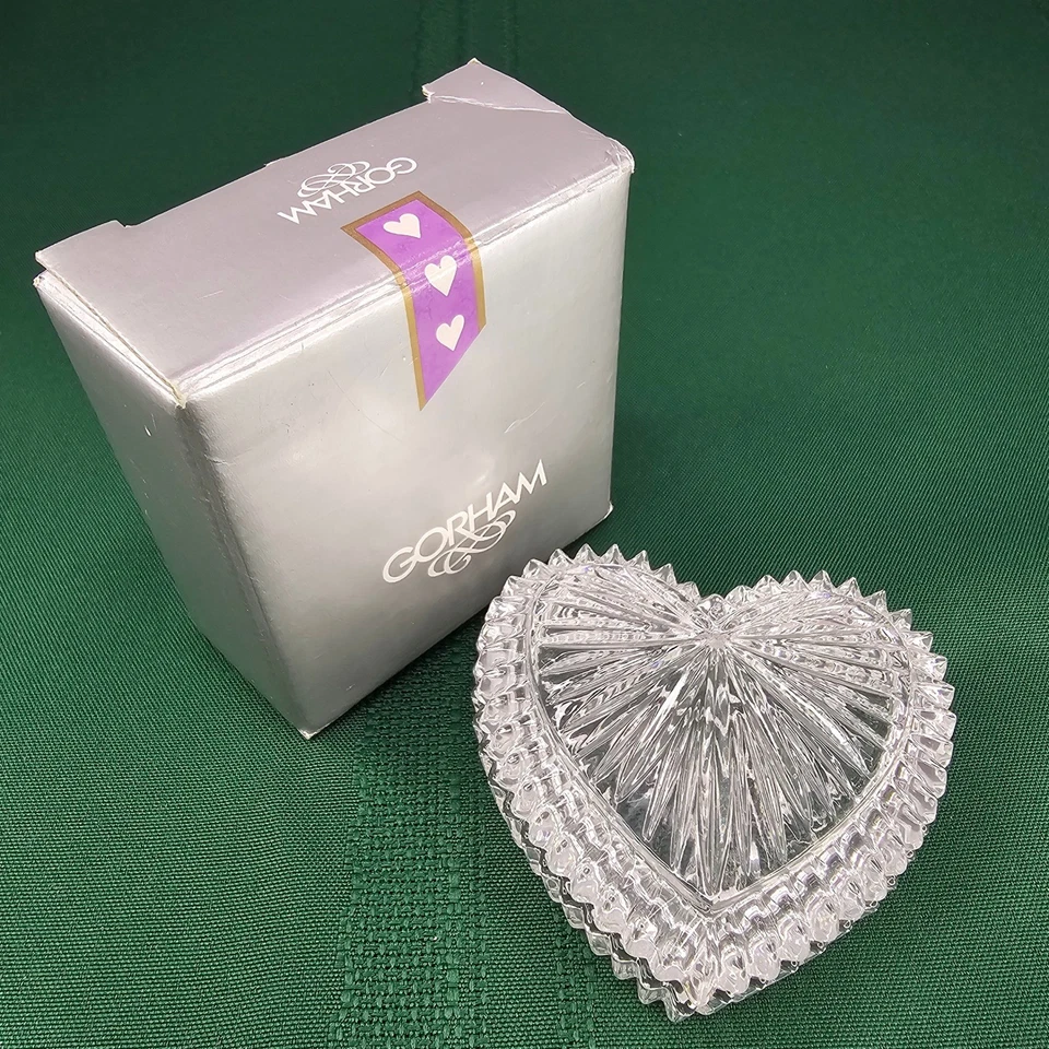 Gorham Crystal Heart Trinket Box with Lid Vintage and Original Box - Image 2 of 4