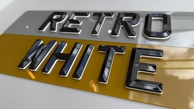2 x max 7 (14 in total) Retro Black & White 4D depth 6mm number plate digits