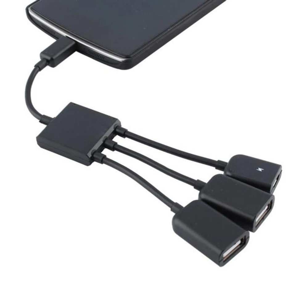  3 in 1 Micro USB HUB Stecker auf Buchse Doppel USB 2.0 Host OTG Adapter Kabel - Bild 2 von 4