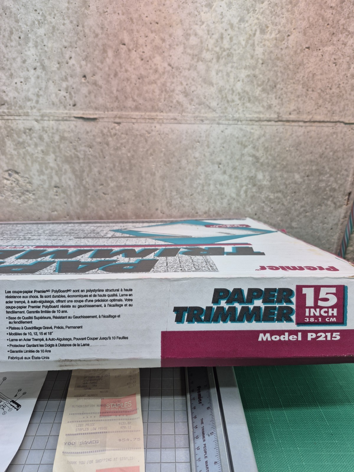 Vtg Nice! Martin Yale Premier Paper Trimmer  Cutter 15" P215 Coupe-Papier 