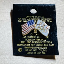 American Flag Team USA Olympic Games 5 Rings Lapel Pin Pinback