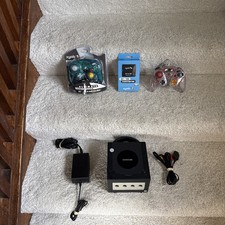 Nintendo GameCube Black Console Bundle - 2 Controllers/Cables/HDMI converter
