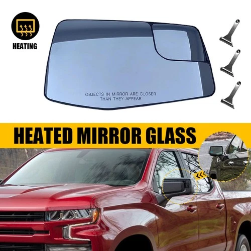Heated Passenger Right Mirror Glass Replacement For 2019-23 Chevrolet Silverado