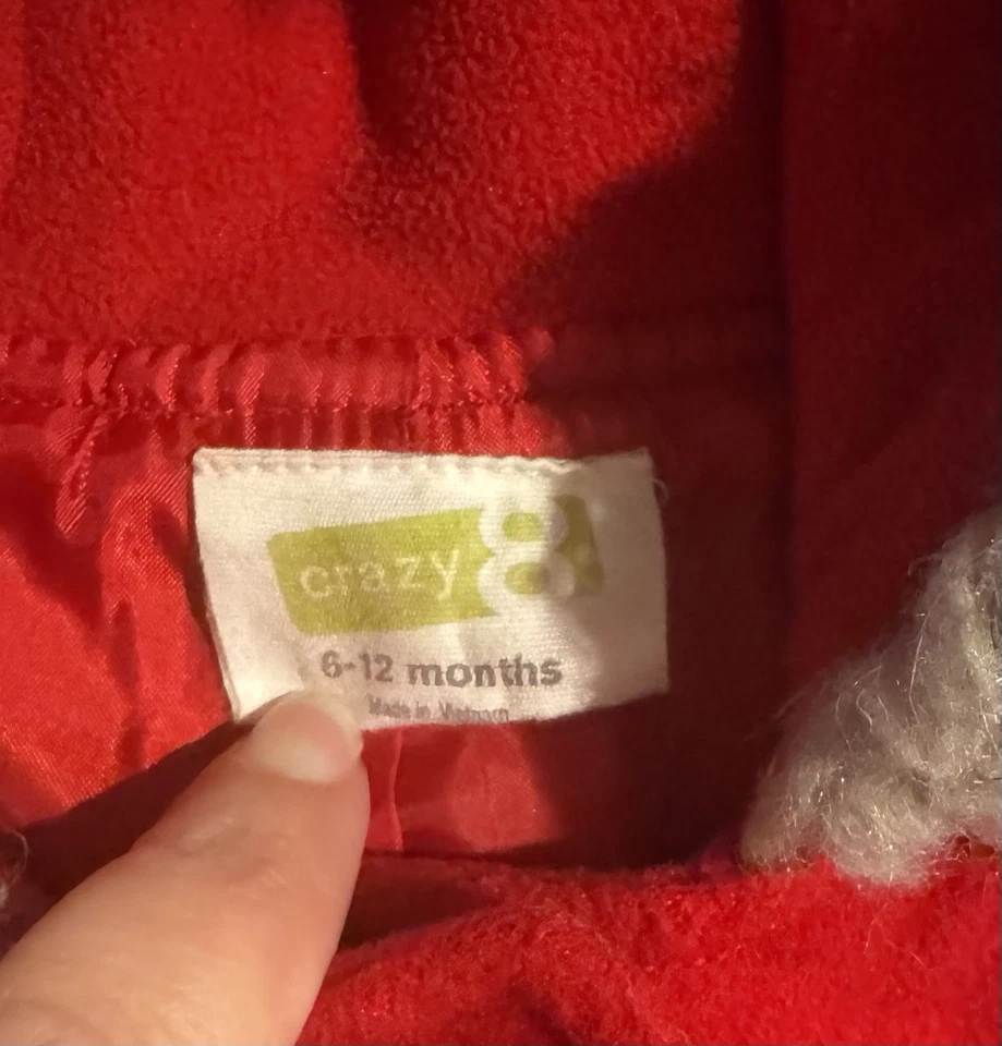 Abrigo Crazy 8 Niñas 6-12 Meses Rojo Guisante Cuello Piel Sintética Chaqueta Vacaciones de Navidad Foto 2 de 4