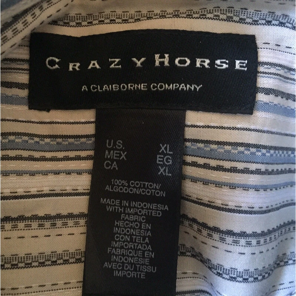 Camisa de vestir Crazy Horse con cuello abotonado bolsillo para hombre regular a rayas XL Foto 3 de 3