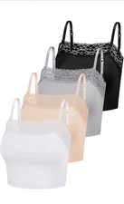 4 Pcs Womens Lace Cami Bralettes XXLarge Gray, White, Brown, Black