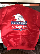 SNAP ON Preferred Customer Red Satin Jacket with Eagle on back 