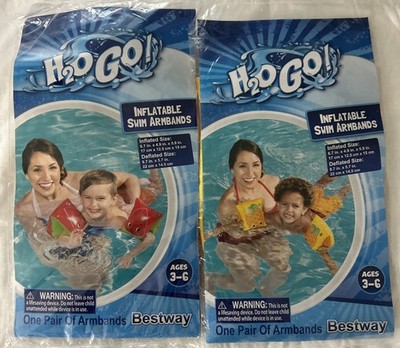 New 2 Pair Bestway H2O GO Inflatable Swim Arm Bands Watermelon Pineapple Age 3-6