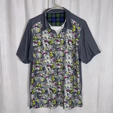 William Murray Mens Medium Quick Dry Stretch Golf Polo All Over Animal Print