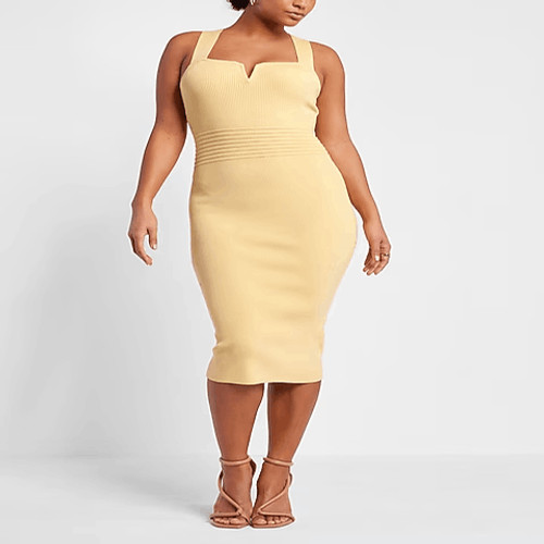 Express Body Contour Cross Back V Wire Pale Yello… - image 1