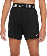 Nike Dri-FIT Trophy 6" Training Shorts Girls Size Medium Youth Black White