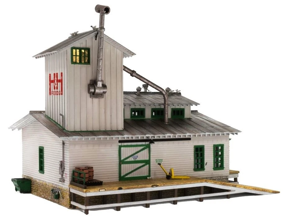 HO Scale - H&H Feed Mill - "built & ready" LED LIGHT - WOO-BR5059 - Image 3 of 4