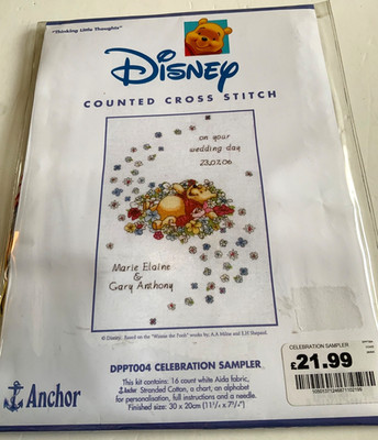 Disney Anker Kreuzstich Set Hochzeit Sampler 30 x 20 cm Komplettset versiegelt.