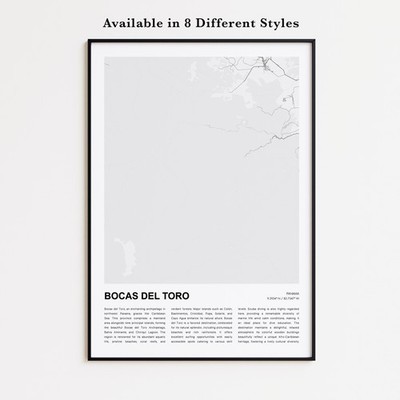 Bocas del Toro City Map Print, Panama Travel Poster, Modern Map, Wall Decor Art