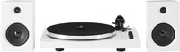 Crosley T150C-WH 2-Speed Bluetooth Turntable Record Player System with Weighted 