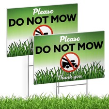 2 PC Do Not Mow Sign for Yard with Stake, 8x12 DS Coroplast Please Keep Off G...