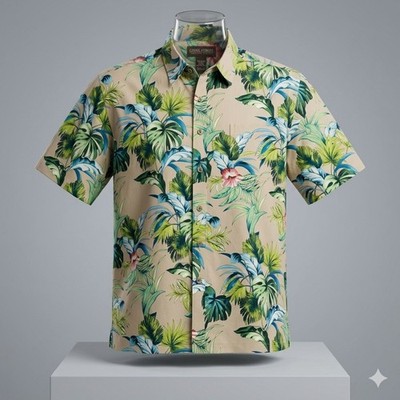 Cooke Street Hawaiian Shirt Large Floral Hibiscus Monstera Cotton Reverse Print