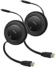 Baseus USB C Cable, 100W 2-Pack 6.6ft Retractable USBC to USBC Fast Charging Cab