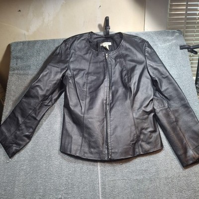 Black Newport News Easy Style Women's Leather Jacket Size 10