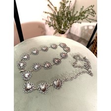 Cintura concho cuore tono argento regolabile catena LG fino a 36" cintura vestito western