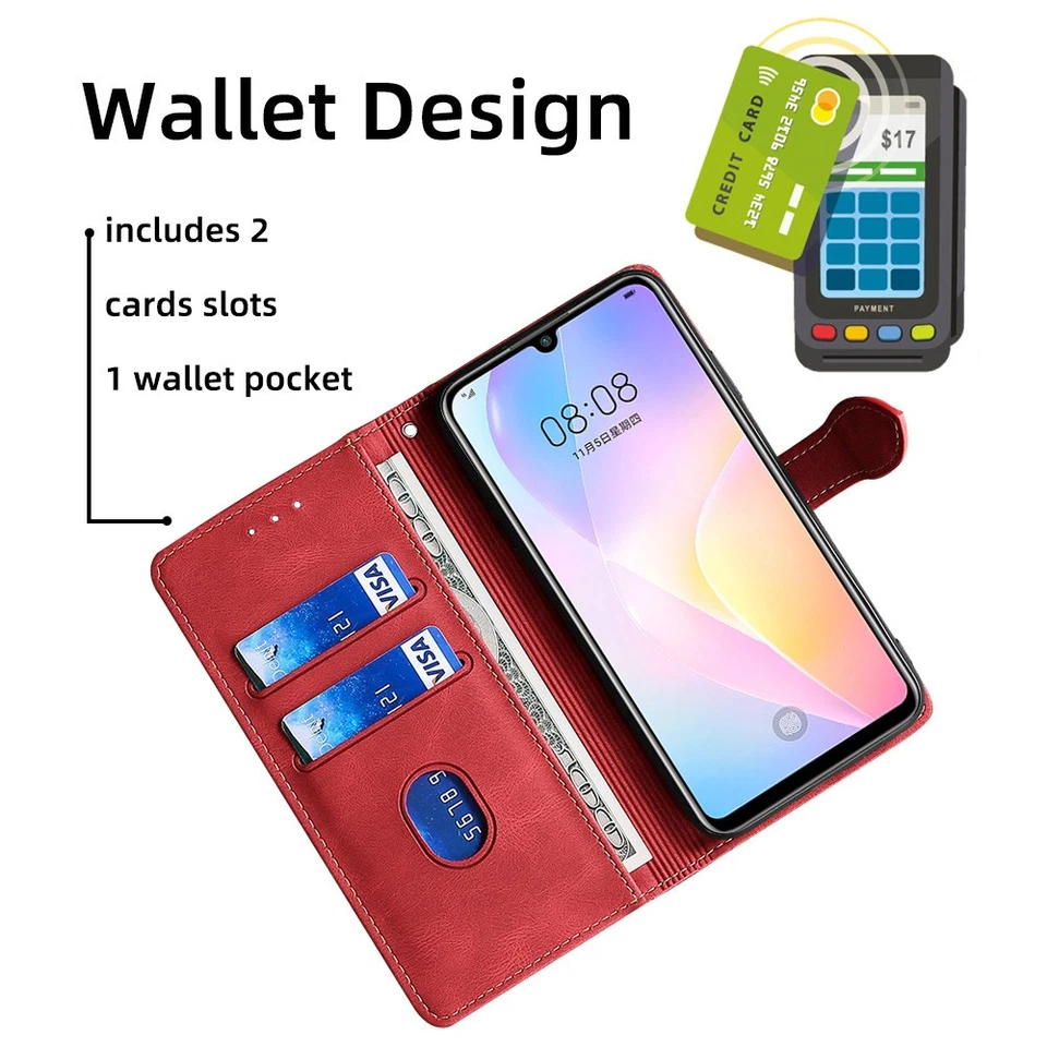 For Huawei P Smart Z Y5 Y6 Y7 Pro 2019 2018 Leather Flip Card Wallet Case Cover - Image 2 of 4