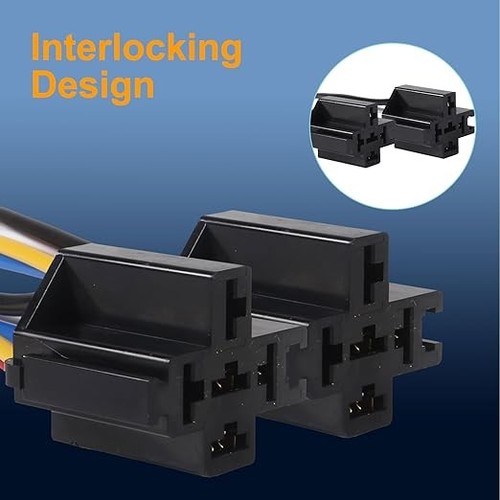 DIANN 2pcs Relè Auto con Cablaggio 12V 40A 4 Pin SPST Prese Cablaggio con Col... - Foto 6 di 8