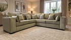 New| Ruby Corner Sofa|5 Seater| Full Back |Silver Fabric | Extra Pillows