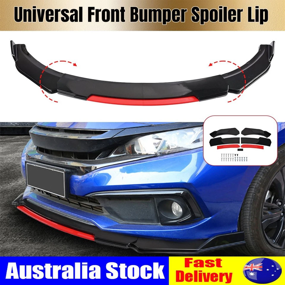 Glossy Black + Red Front Bumper Lip Spoiler Splitter For Ford Fiesta 2004-2023 - image 2 of 4