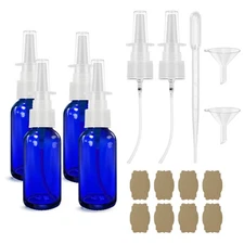 Nasal Spray Bottle Glass Bottles 4Pcs 1oz (30ml) with Press Head Refillable